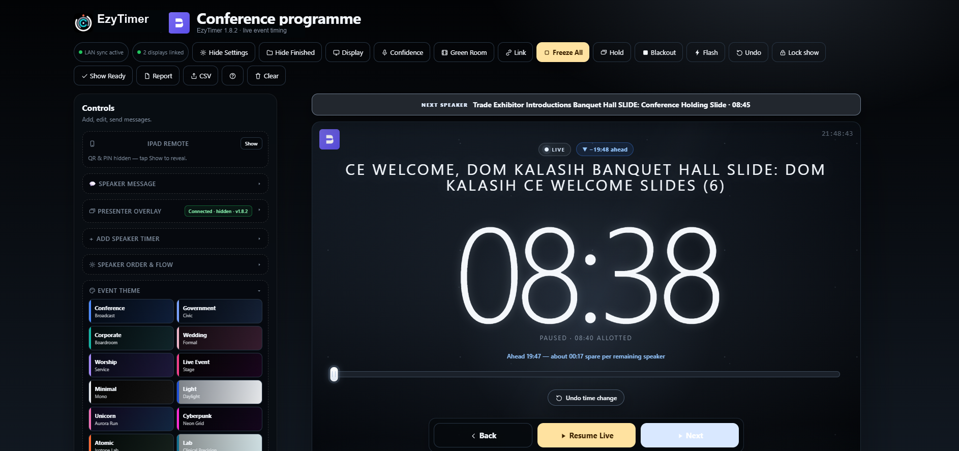 EzyTimer operator console